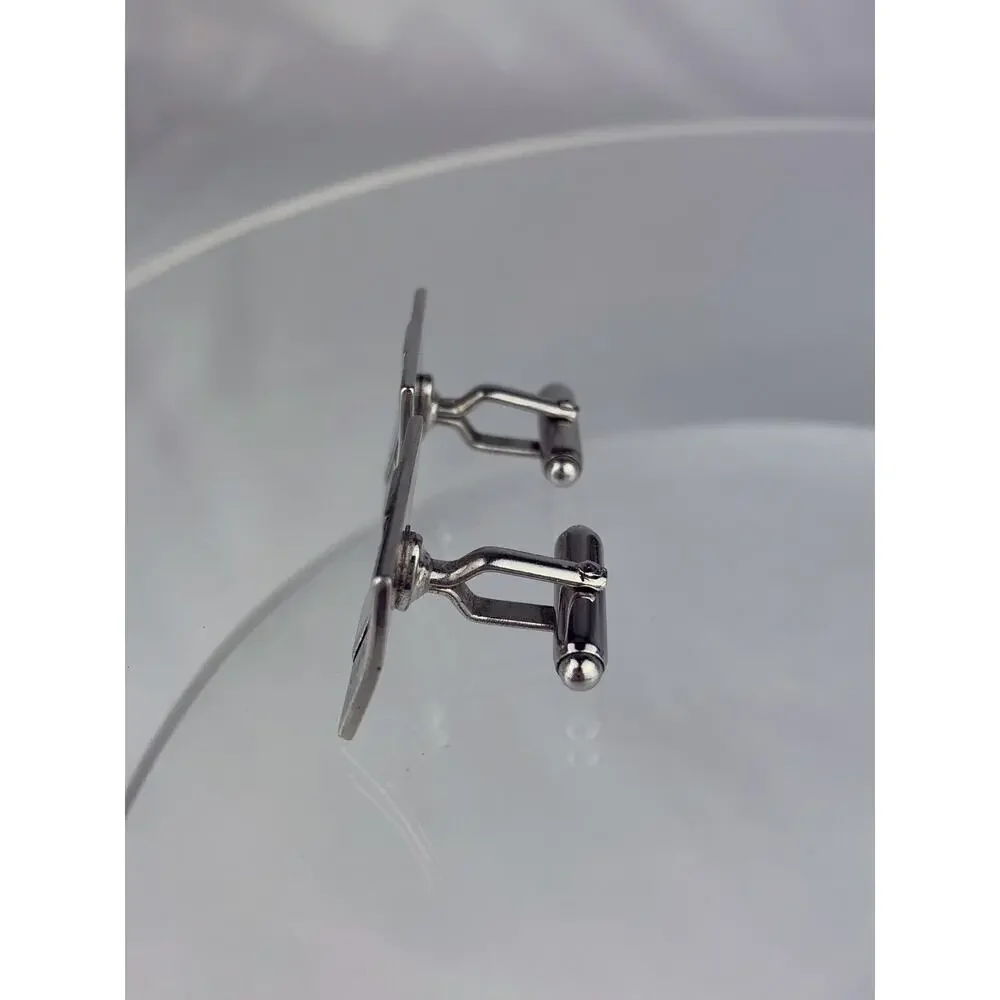 Large Scrolls Drops Leaves Silver Tone Cufflinks Abstract Formal Vintage M1